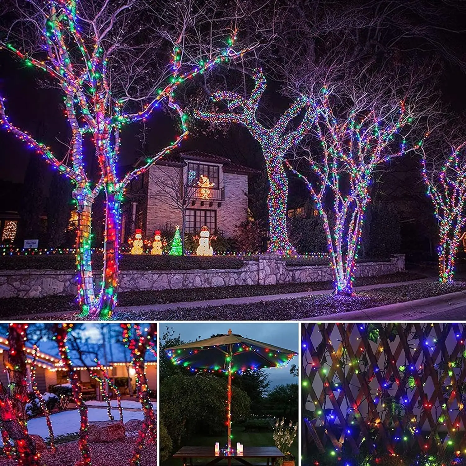 LED-Solar-Lichterkette, 300 LEDs, 8 Modi, solarbetriebene Weihnachts-Außenleuchten, wasserdichte sternenklare Weihnachtslichterkette