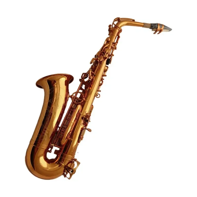 Professional Alto Saxophone in Coffee Gold E-flat Key Beginner to Band Performance Brass Head and Lacquer