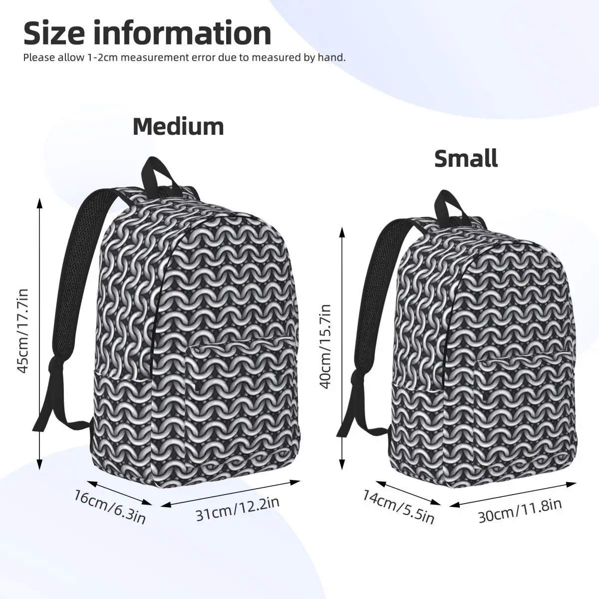 Metal Chainmail Medieval Armor  Backpack Daypack Large Capacity Boys Girls BookBag School Bag Shoulder Bags for Men Women