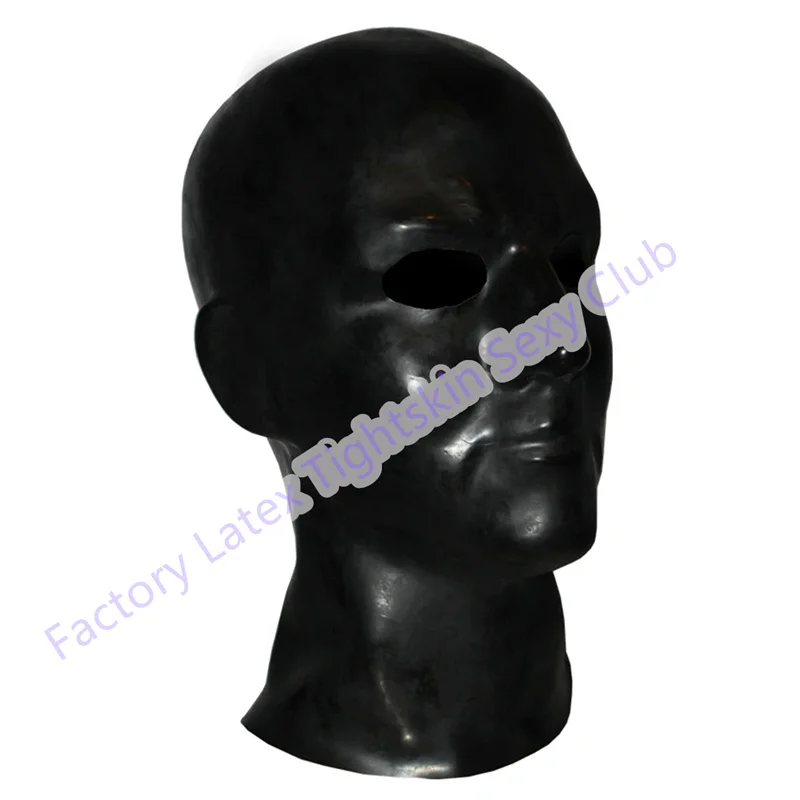 0.6mm Sexy Latex Hood Fetish Cosplay Mask Open Eye Back Zip for Men Wear Head Around 59-63cm