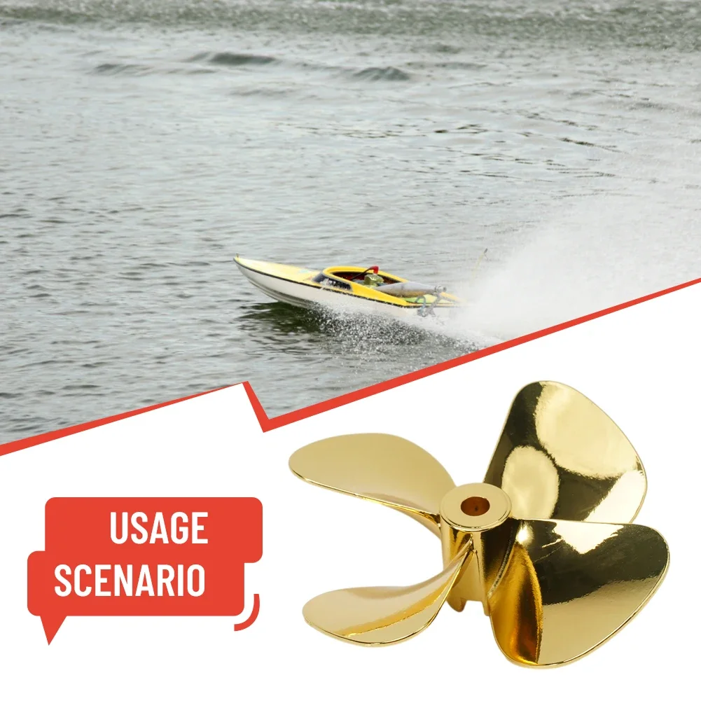 

1pc For RC Boat Model 55mm60mm Metal Propeller 4Blades 4mm Shaft Zinc Alloy Gold Color Plate for For RC Marine ROV