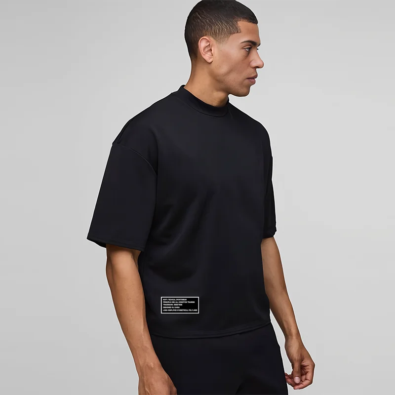 Oversized Boxy Dropped Shoulders Mens Running T-shirts 100% Cotton Heavyweight Half Sleeve Sports T Shirts Casual Gym Clothing