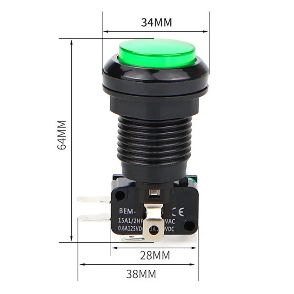 New Practical Button Switch CarWashMachineButton Arc Burn Resistance Contacts Ed Green High Density Screw Wiring