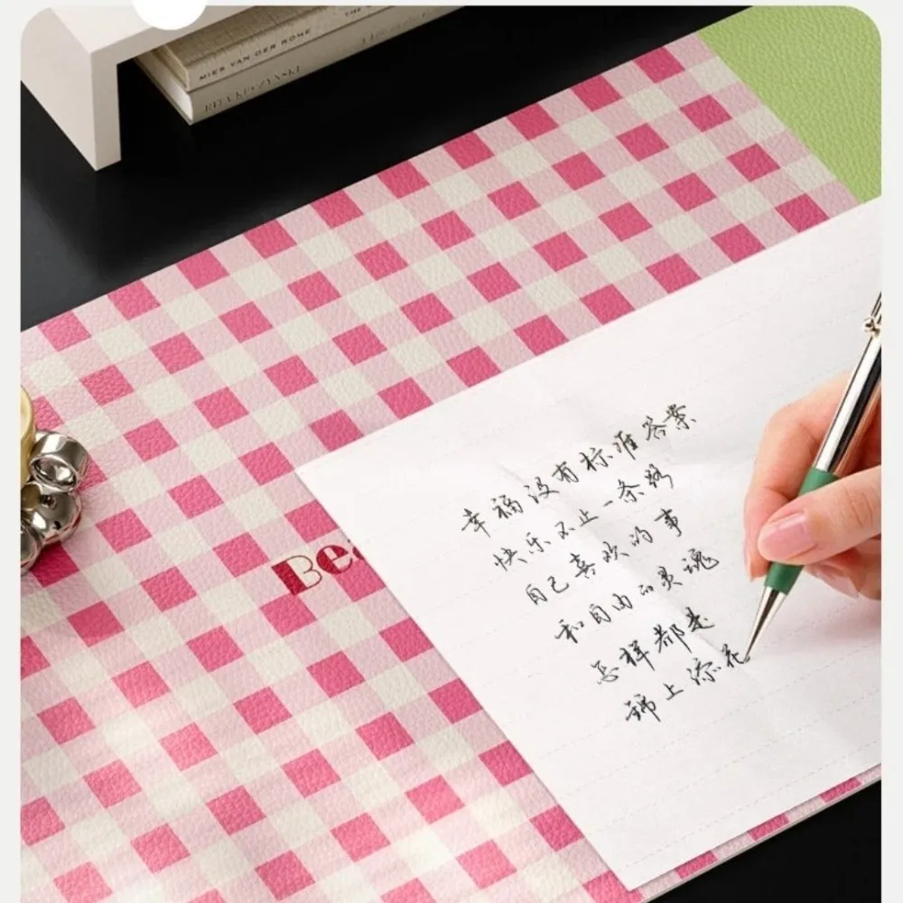 Cute Oversized Mouse Pad Plaid Colorful Computer Table Pad PU Leather Smooth Large Keyboard Pad Office Desk Mat