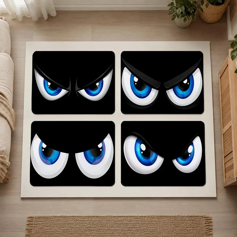 Angry Eye Design Floor Mat Flannel Rug Non-Slip Absorbent Soft Washable Floor Mat For Entryway Hallway Bathroom Kitchen Decor