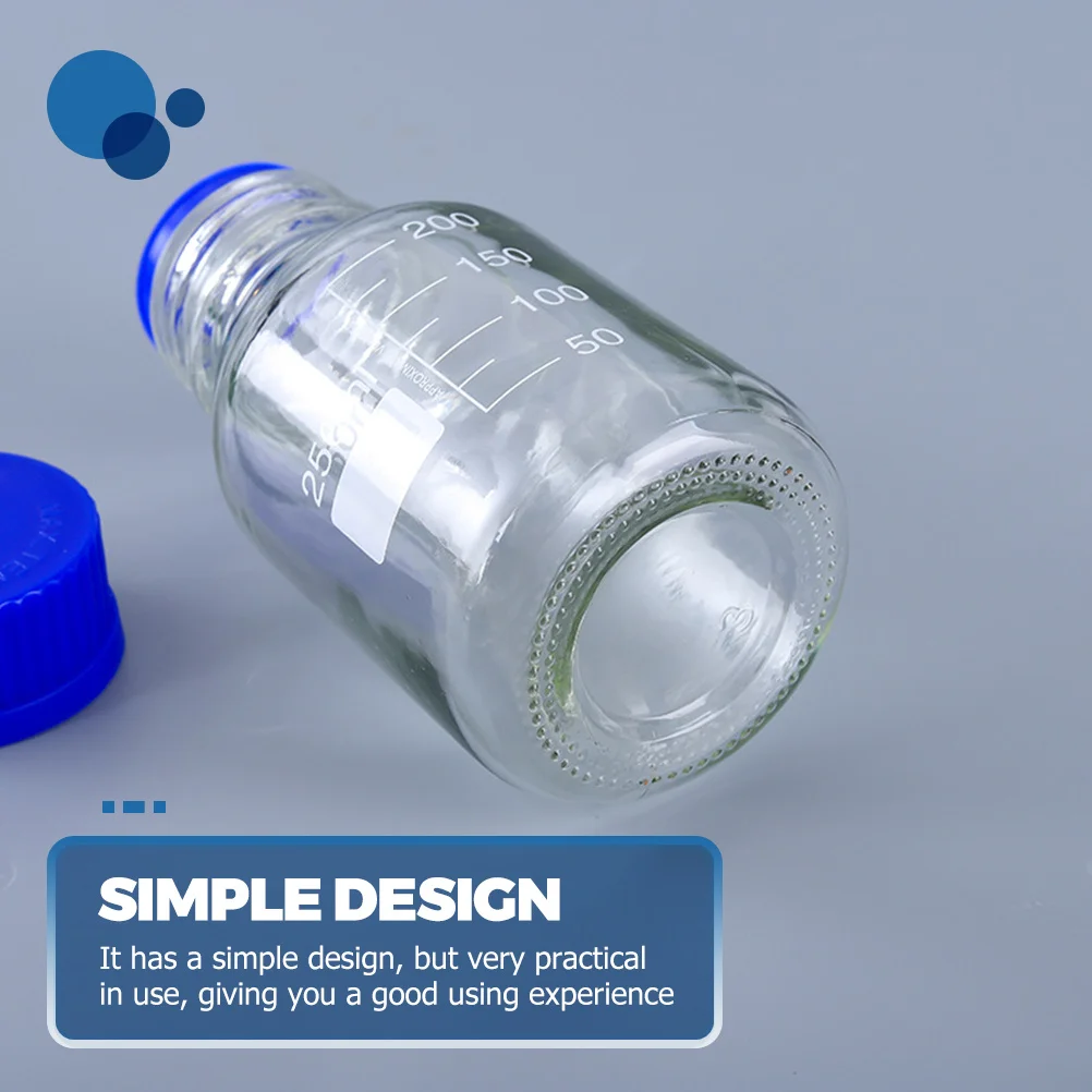 3Pcs 250Ml Glass Chemical Reagent Bottles Lab Liquid Storage Sealing Container Spill Proof Cap for Factory Laboratory