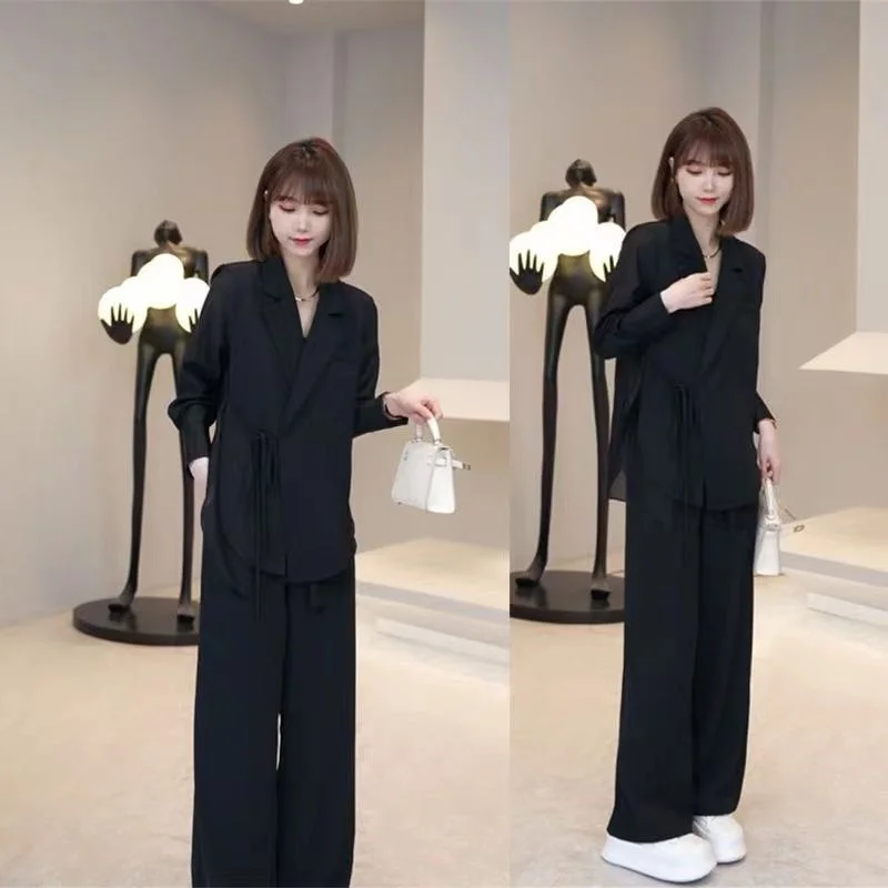 Leisure Commuter Fashion Temperament Celebrity/LadySuit Style Top and Pants Royal Sister Style Bright Silk Decoration Cover