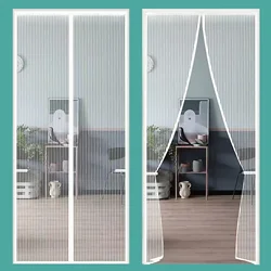 White magnetic door curtain custom size mosquito net automatic closing invisible door curtain screen window diamond mesh
