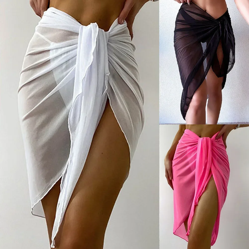 Schiere kurze Rock Bade bekleidung weiße Chiffon Größe Rose Red Beach Bikini Wrap brandneue Chiffon Schal Vertuschungen