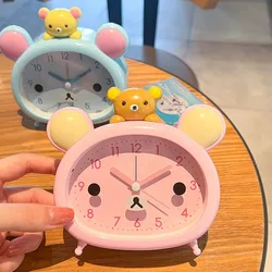 Cartoon Cute Rilakkumas Alarm Clock 13x12cm Silent Bedside Clock Kids Children Cartoon Desktop Alarm Clock Home Decor Gift