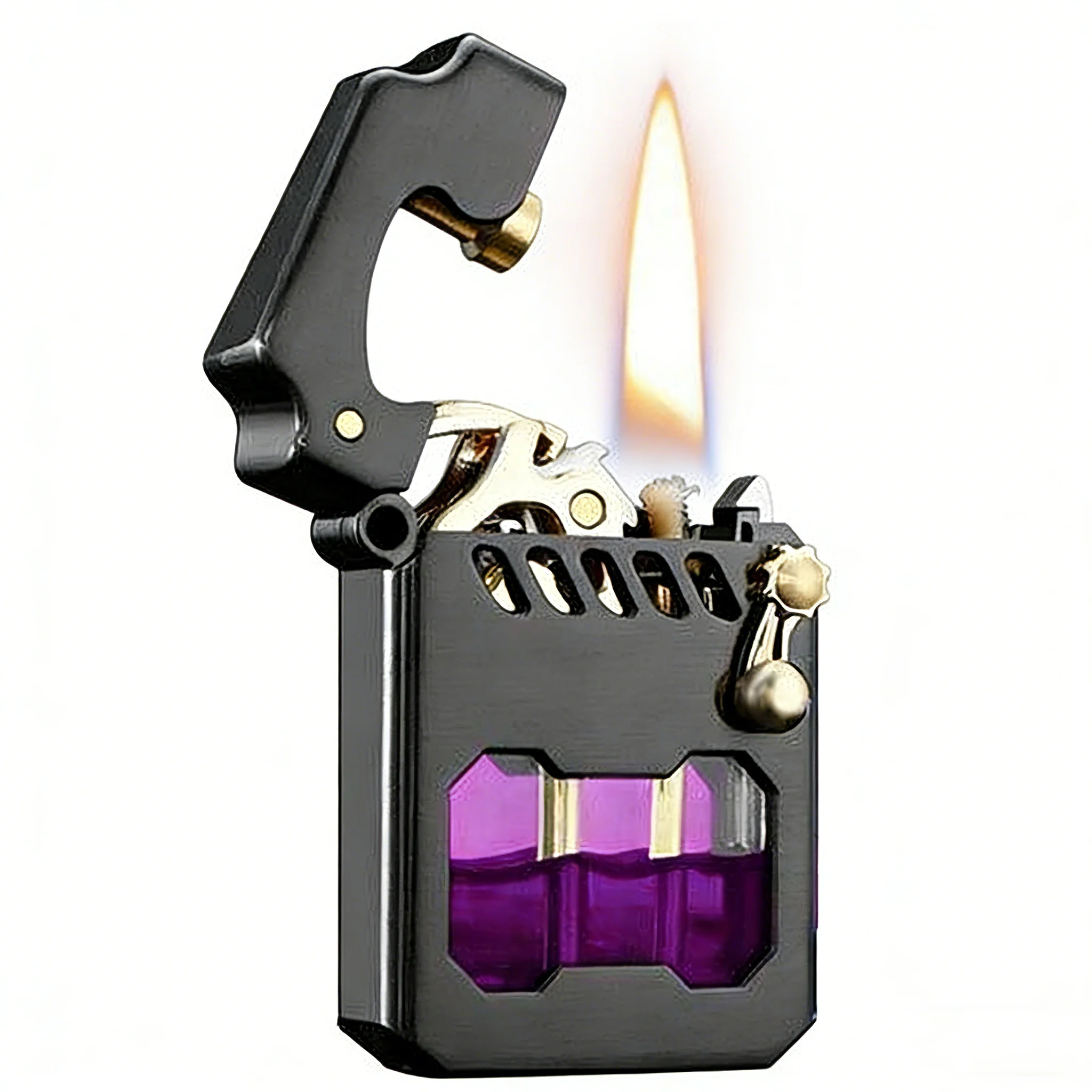 Rare Mecha Kerosenes Lighter Transparent Fuel Tank Mechanical Rocket Gasolines Lighter Metal Men Smoking Play Lighters Wholesale
