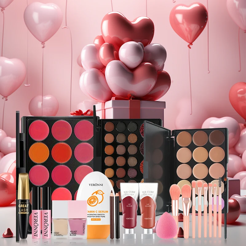 All In One Makeup Kit for Women Full Kit Set for Valentine's Day,All in One Makeup Sets Include Eyeshadow Eyebrow Eyeliner Blush