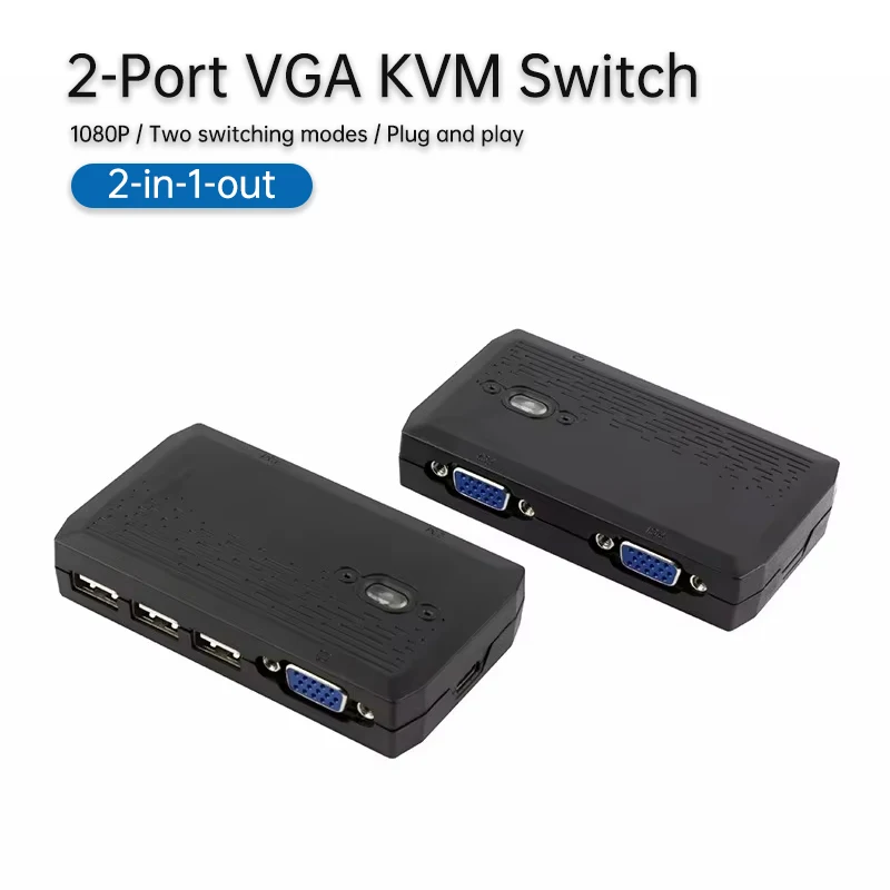 

Kvm Switch VGA Port Two Computers Monitor Notebook Shared Keyboard Mouse displayUSB Printer Sharer With desktop control
