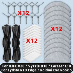 Compatible For ( ILIFE V20 / Vyzzle D10 / Laresar L10 / Lydsto R1D Edge / Roidmi Eve Rook S ) Parts Main Side Brush Filter Mop