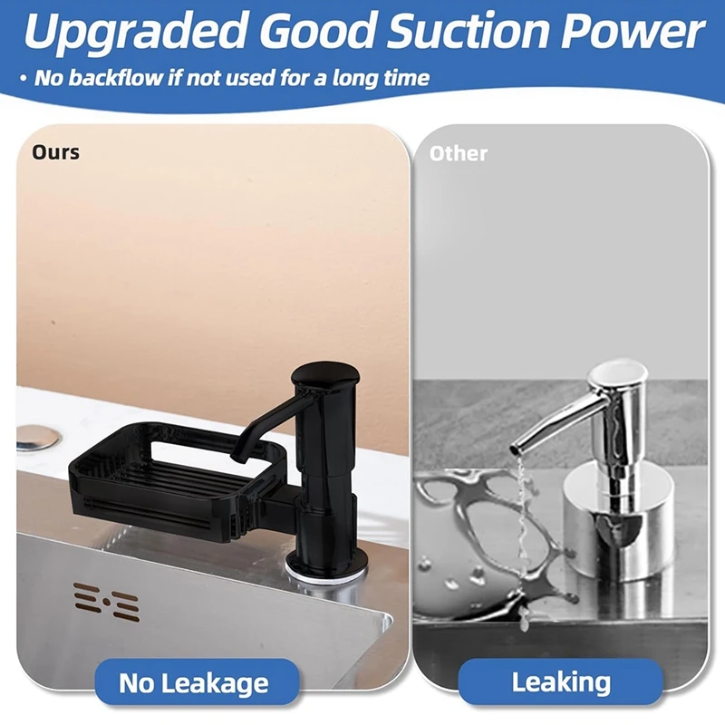 ABNO-dispensador de jabón para fregadero de cocina, bomba dispensadora de jabón integrada con soporte de esponja, cabezales de bomba ABS debajo del mostrador