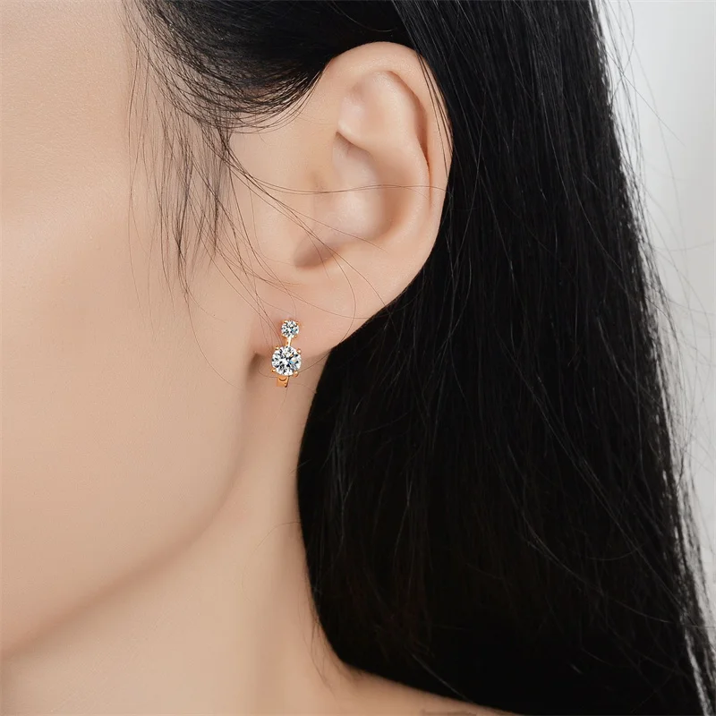 

New Earring 100% 925 Sterling Silver Earrings For Women D Color Moissanite Hoop Earrings Jewelry Gift Valentine Day