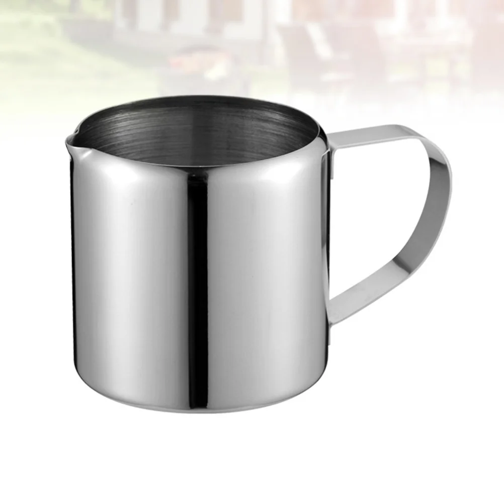 

1Pcs Stainless Steel Milk Cup Silver 85.5ml Large Capacity Portable Milk Pouring Jug Rust Proof Dishwasher Safe