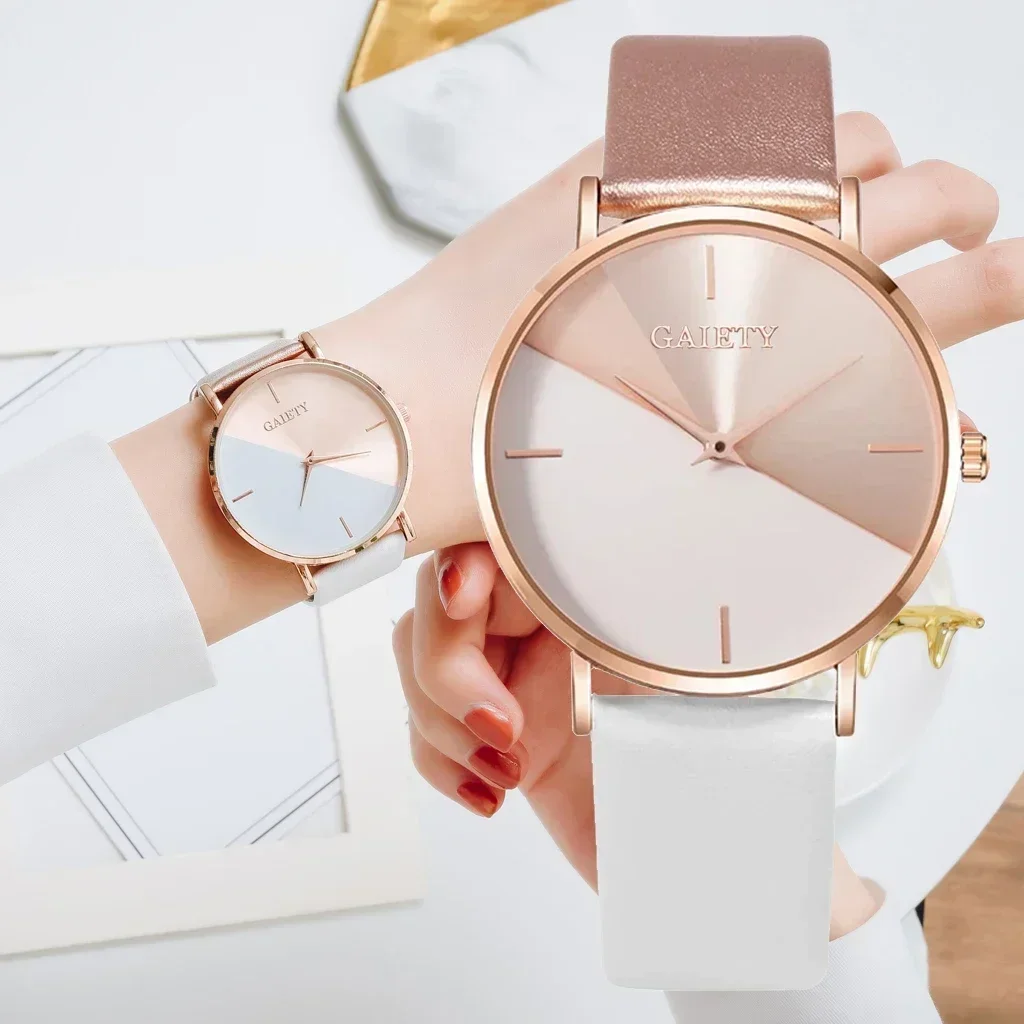 Women Bicolor Watches Rose Gold Dress Female Clock Luxury Brand Design Women Student Versatile Watches Simple Ladies Watches