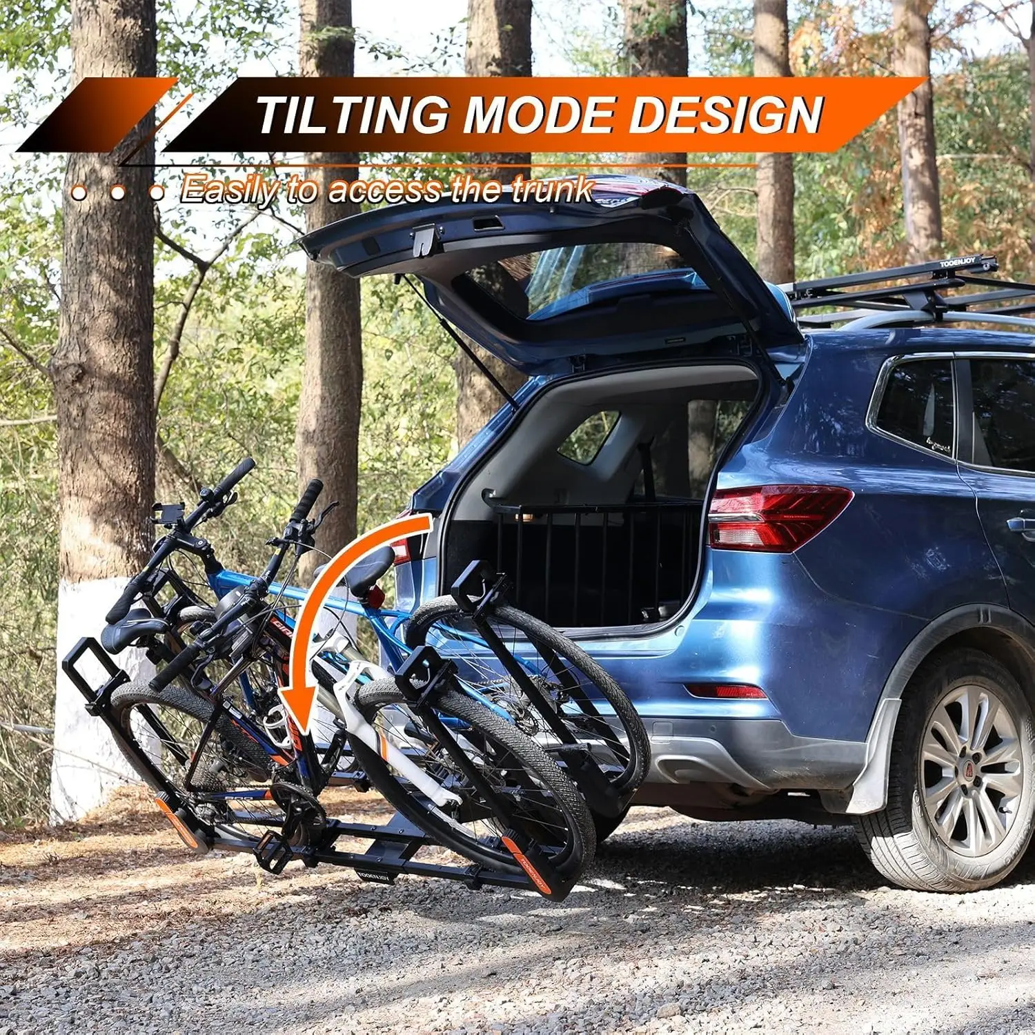 Folding Hitch Bike Rack, Heavy Duty Bicycle Carrier Platform with Dual Arms, Fits 2