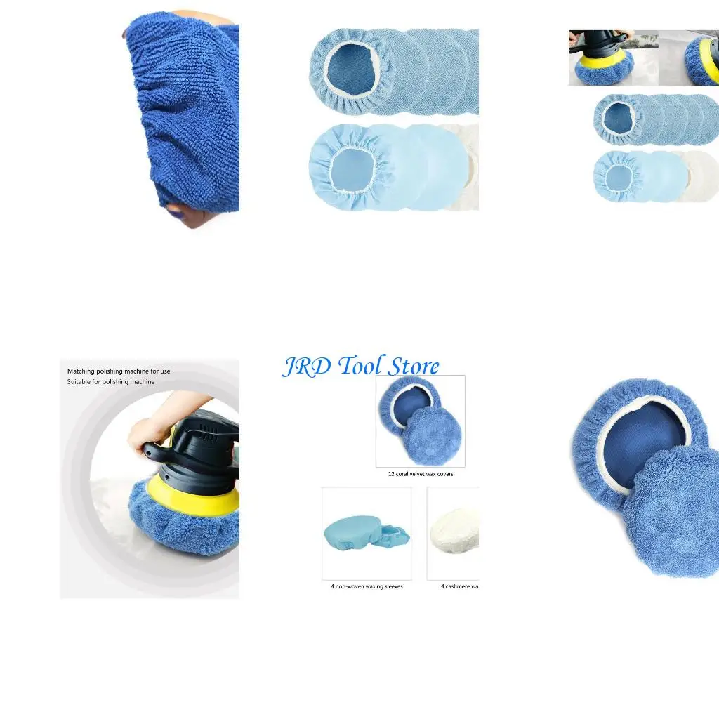 

A2UD 10PCS Авто автомобильский полировщик Blue Soft Microfiber Waxing Posling Bonnet Buping Buping