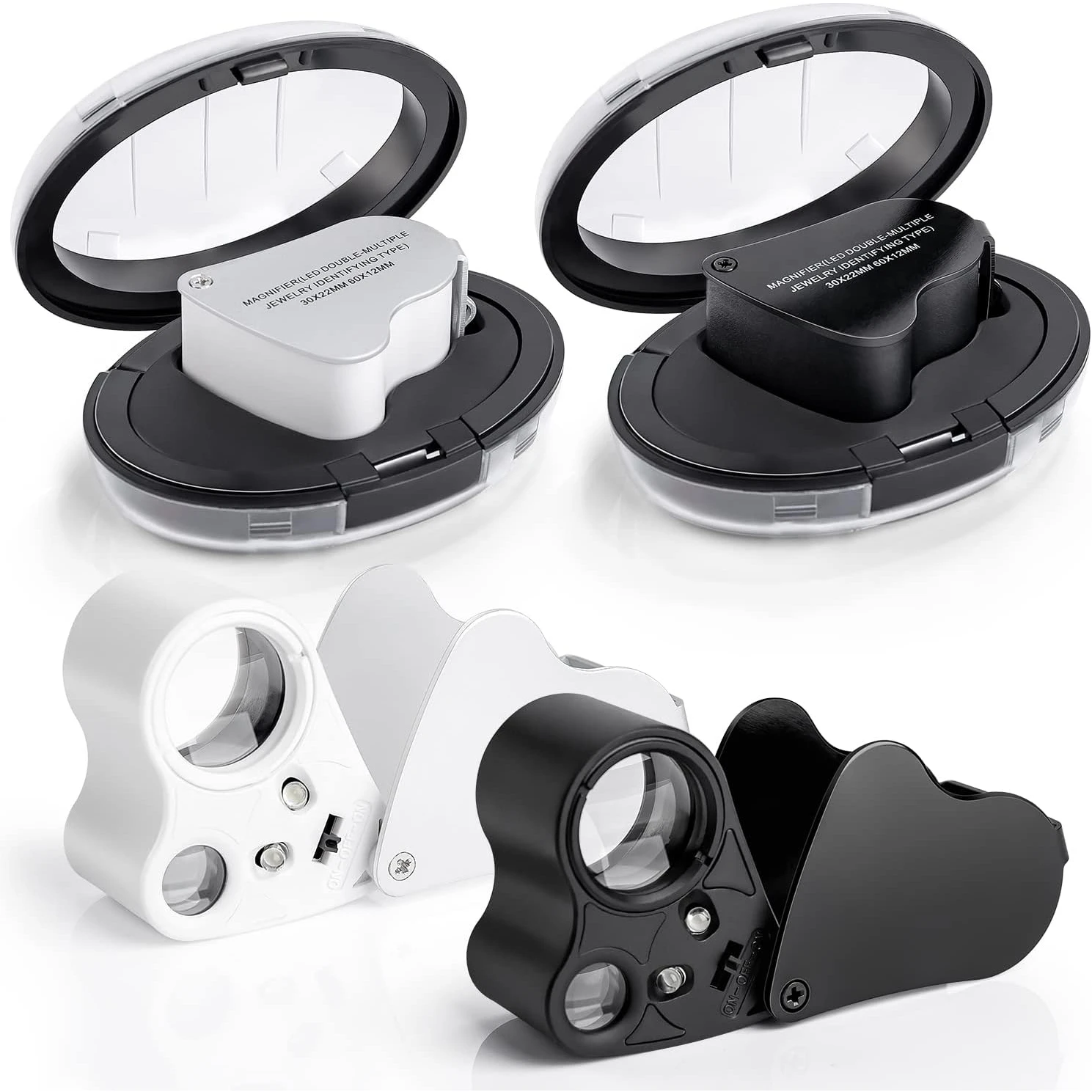 Iluminado Jewelers Eye Lupa Magnifier com Luz Led Joalheiros Dobráveis Lupa para Diamante Gemas Moedas Selos 30x 60x