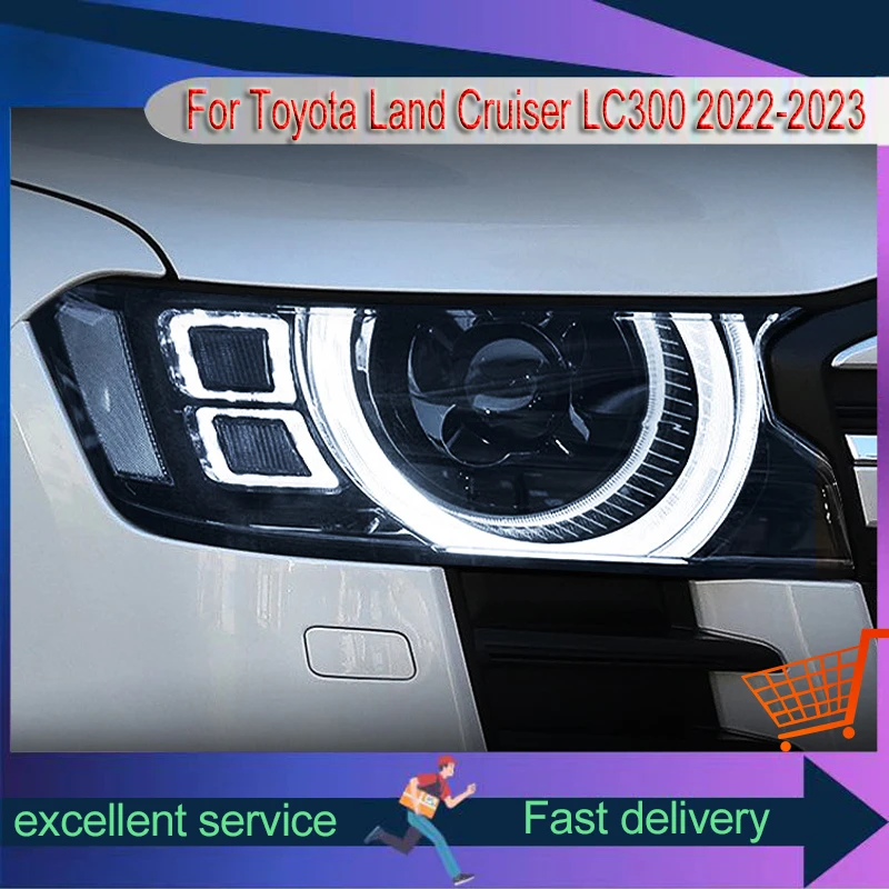 Car Daylight Styling For Toyota Land Cruiser 2022-2023 LC300 Front Lamp DRL Headlight Highlight Full LED Bulb Projector Len Auto