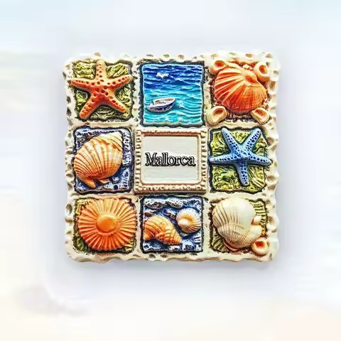 Mallorca Spain Fridge Magnet - Charming 3D Seashell Grid Souvenir Unique Island Gift for Travel &amp; Beach House Decor