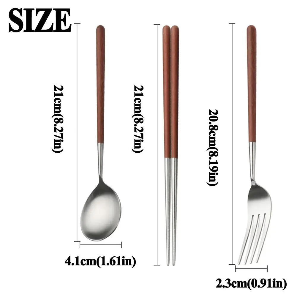 Retro Household Dining Spoon Fork Chopsticks Minimalist Portable Wooden Dinnerware Cutlery Vintage Dessert Spoon Eating Utensil