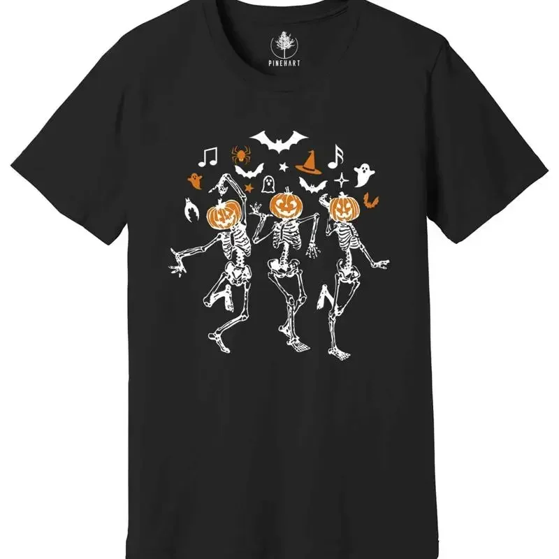 Dancing Skeleton Pumpkin Shirt, Pumpkin Face Shirt, Retro Halloween Shirt