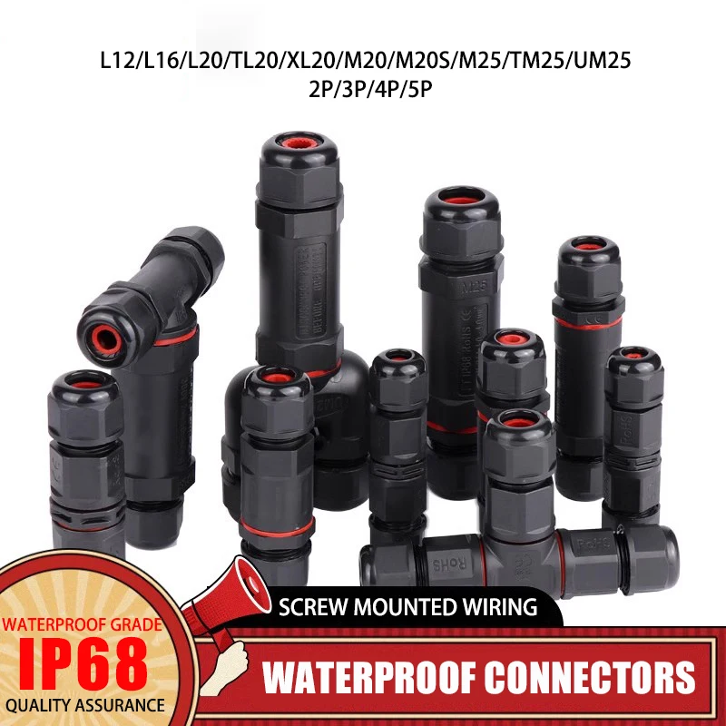 IP68 Waterproof Connector Assembly Type Electrical Cable Connectors 2/3/4/5P Outdoor LED Lighting Sealed Quick Terminal Connecto