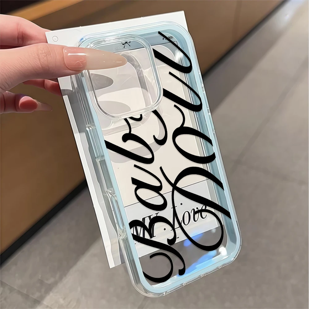 Baby-Mädchen Kursivschrift-Druck Transparente Handyhülle für iPhone 16 14 15 Plus 13 14 15 17 16 Pro Max Air XS Weiche Schutzhülle – Detail 2