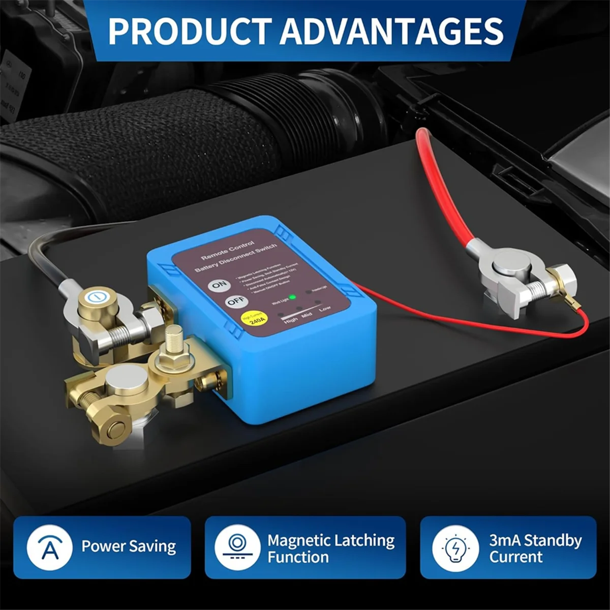 AU35 12V 240A Remote Battery Disconnect Switch, Automatic Power Off Switch Car Truck Boat Remote Control Switch