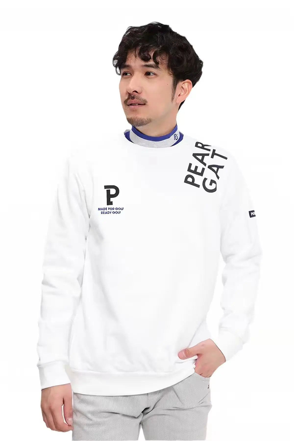 Japanese and Korean PEARLYGATES Men's Golf Round-Neck Long Sleeve Pure Cotton Sweatshirt Autumn Golf Casual Sportswear Jacket