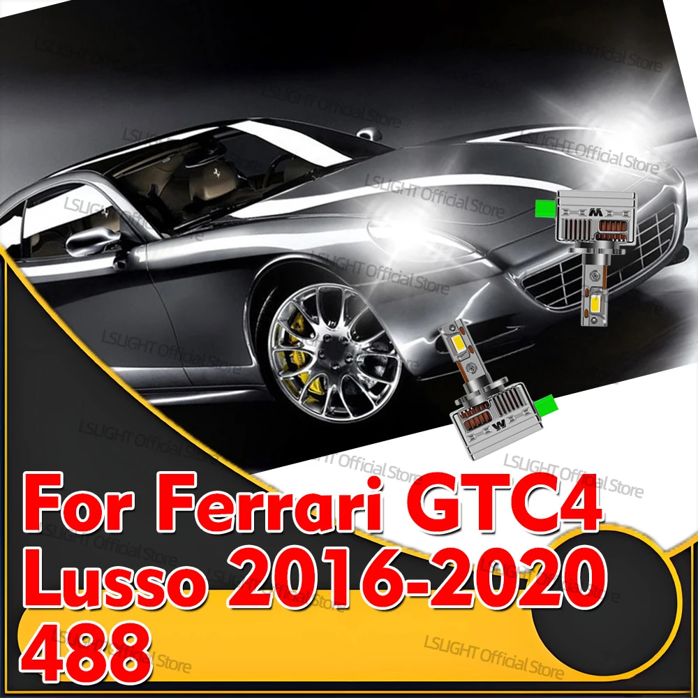 2x LED D3S D3 Bulbs 30000LM Headlights For Ferrari GTC4 Lusso 2016-2020 For Ferrari 488 2016 2017 2018 Front Head Lamps Replace