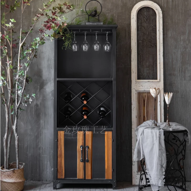 

Американский винтажный железный винный шкаф, посуда, шкаф для посадки отеля, гостиной, декоративный шкаф, шкафчики для спальни