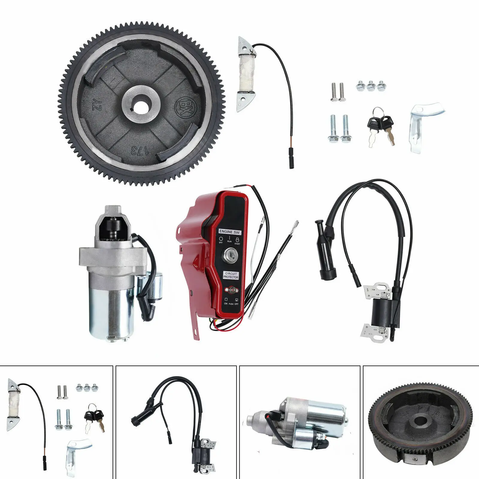 GX240 8HP GX270 9HP Electric Start Kit Starter Motor Flywheel Switch For Honda