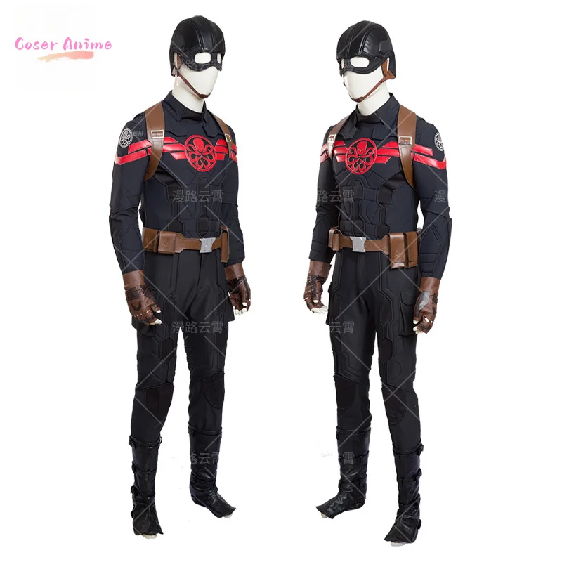 Movie Superhero Steven Rogers Captain Cosplay Hydra Costume Mask Shawl Gloves Pants Waist Bag Shoe Cover Halloween Men Uniform