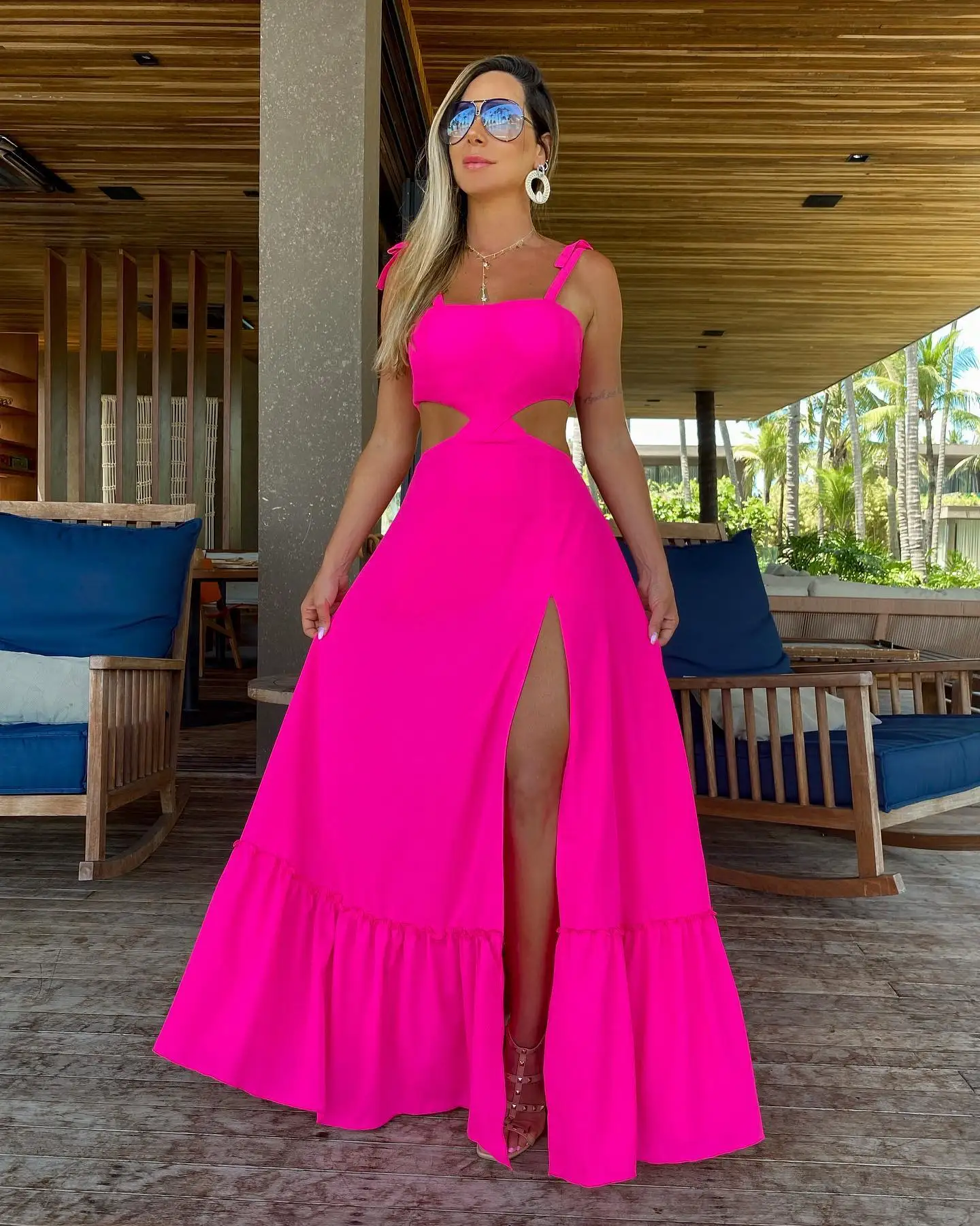 Beach Cover Up 2024 Women Dress Solid Cover-ups Summer Beach Wear Sexy Elegant Female Summer Bandage Backless Long Swing Dress