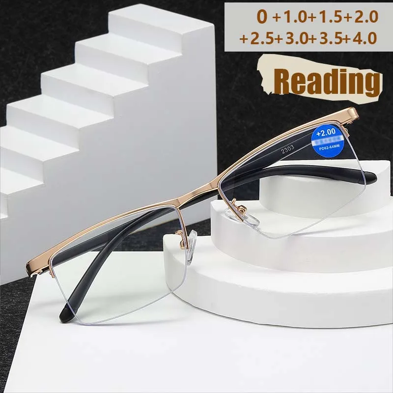 Retro Business Brillengestell Herren Halbrahmen Brillengestell Mode Lesebrille Pendler Herren Brillengestell 2303