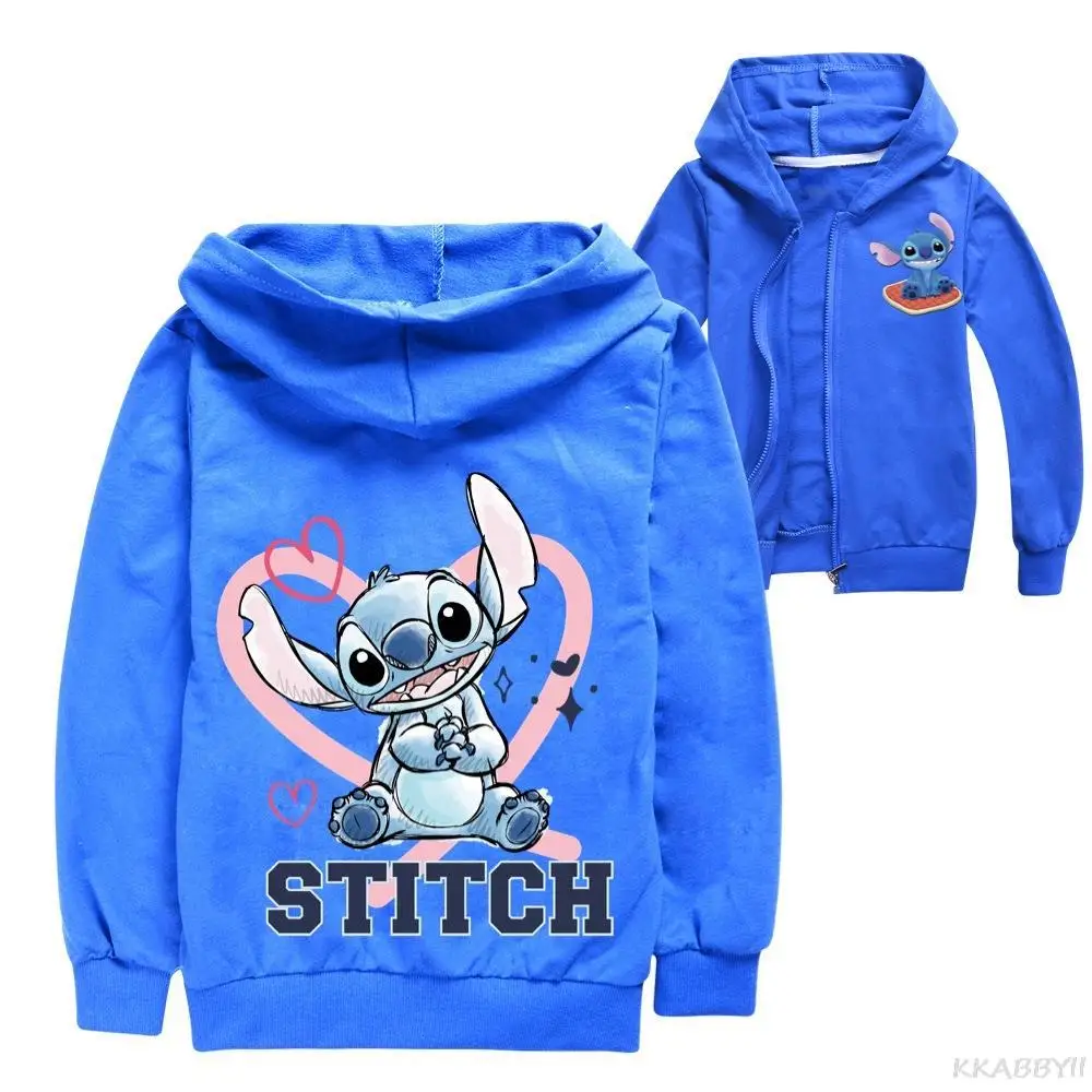 Stitch Clothes Kids Zipper Jackets for Girls Hooded Sweatshirt Baby Boy Hoodies Children Long Sleeves Sweater