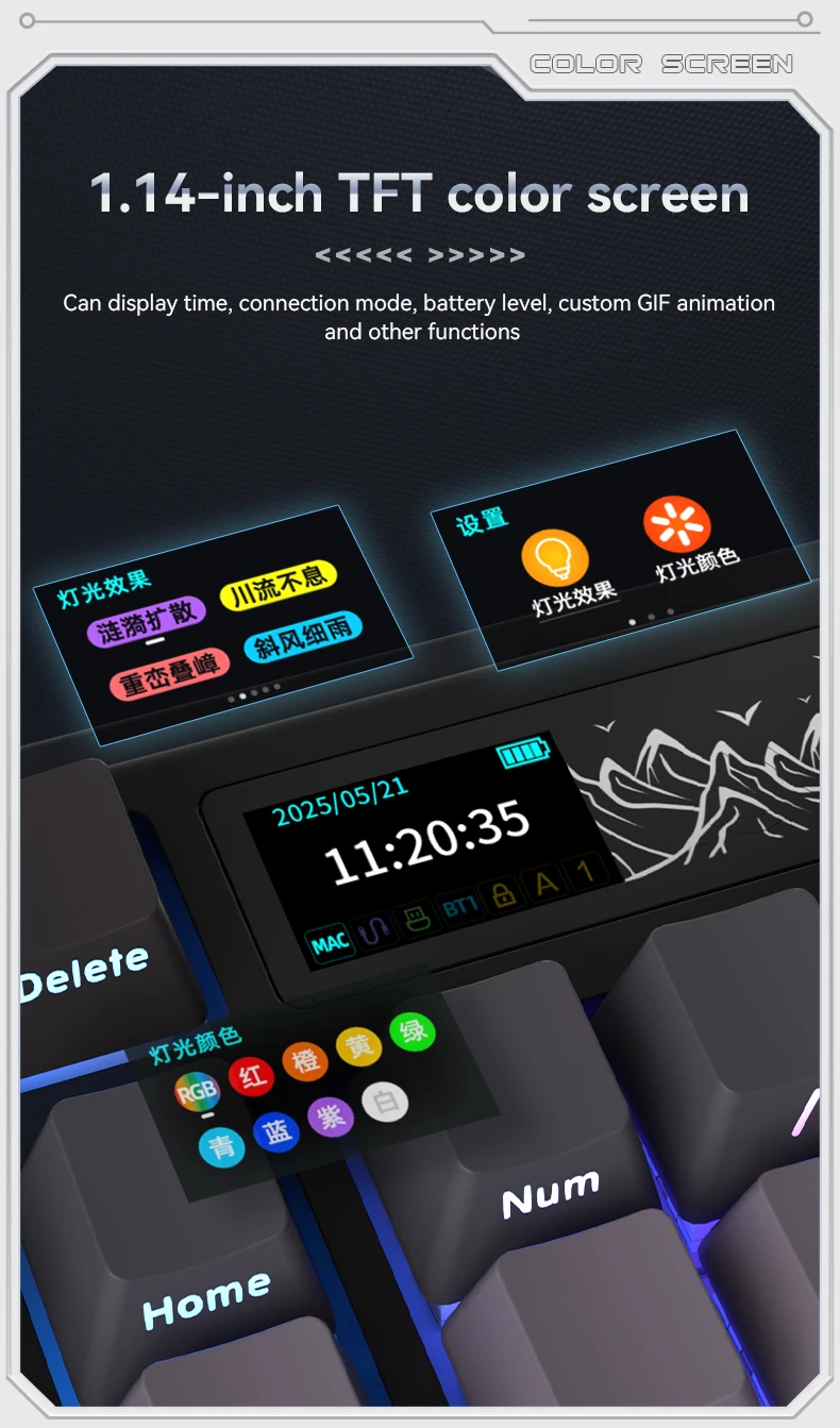 Ajazz AK980 V2 Gaming Mechanische Tastatur Geschenk-Switch Vollgröße RGB-Tastenkappen Montage Drei Modi – Detail 4