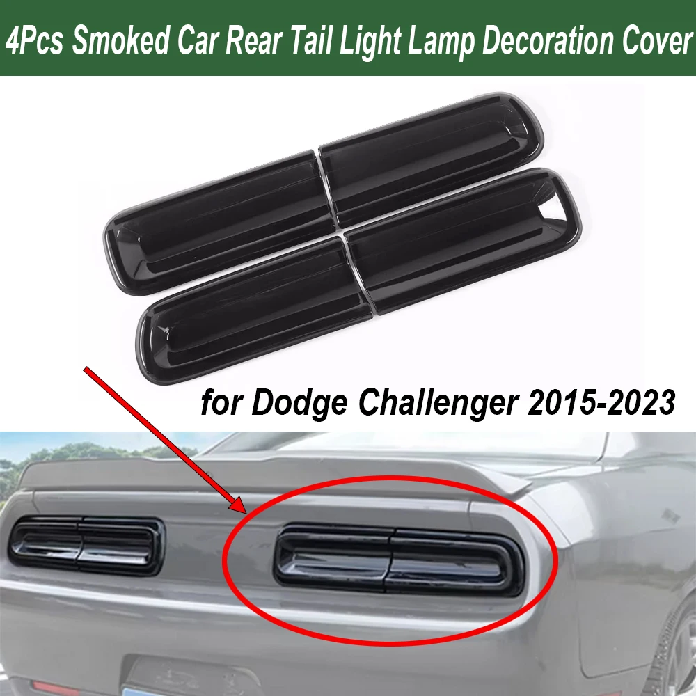 4PCS Smoked Tail Light Covers Rear Light Guards Trim Decoration Cover for Dodge Challenger 2015-2023 UP Exterior Accessories