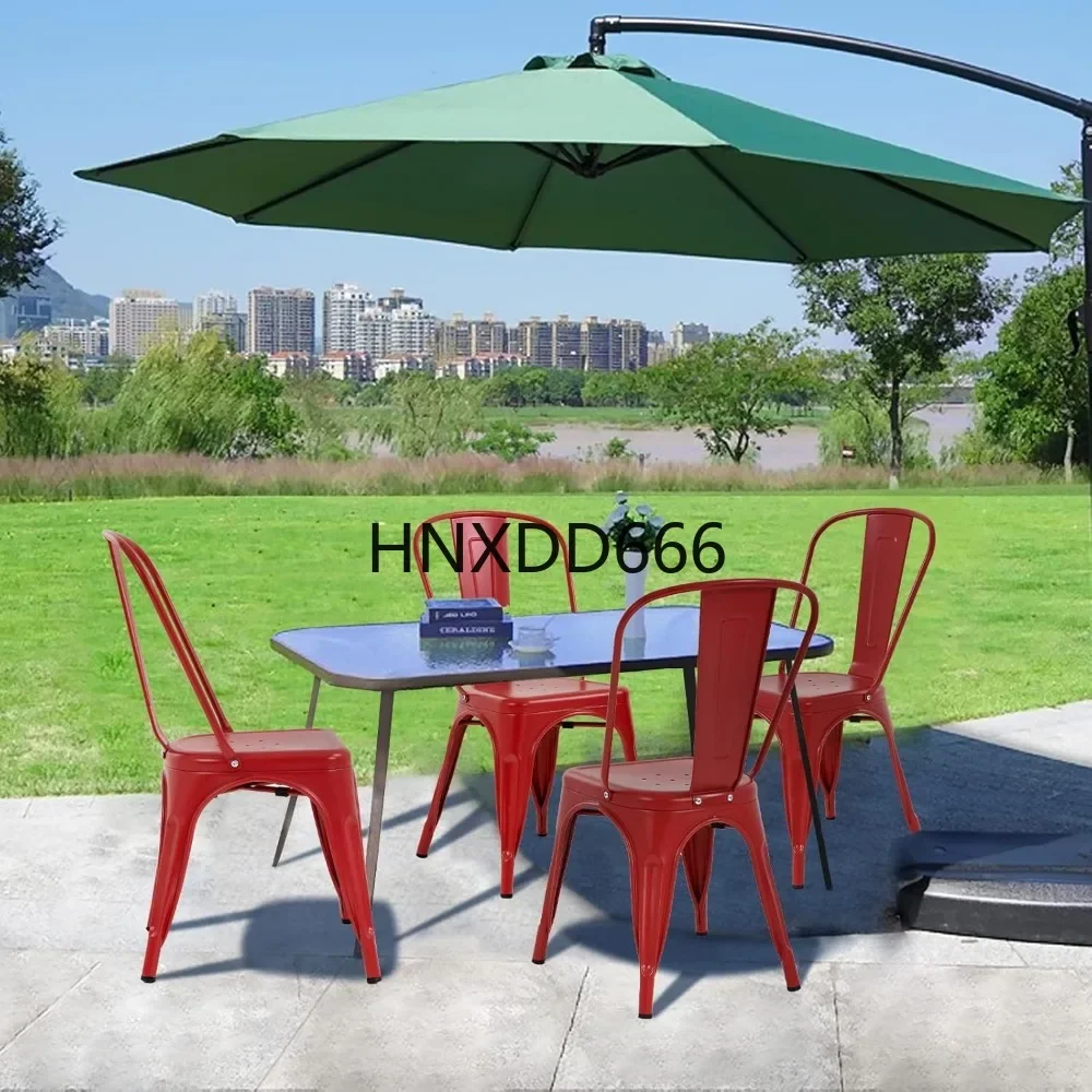 Metal Chair Metal Dining Chiar Set of 4, Outdoor 18 Inch Seat Height Restaurant Kitchen Chairs Stackable Chairs Bistro Patio