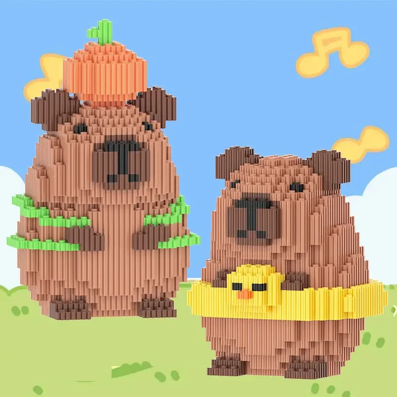 Capipara gigante de gran tamaño, muñeco de cumpleaños, juego de construcción de té de burbujas de Capipara para niños de 14 años en adelante