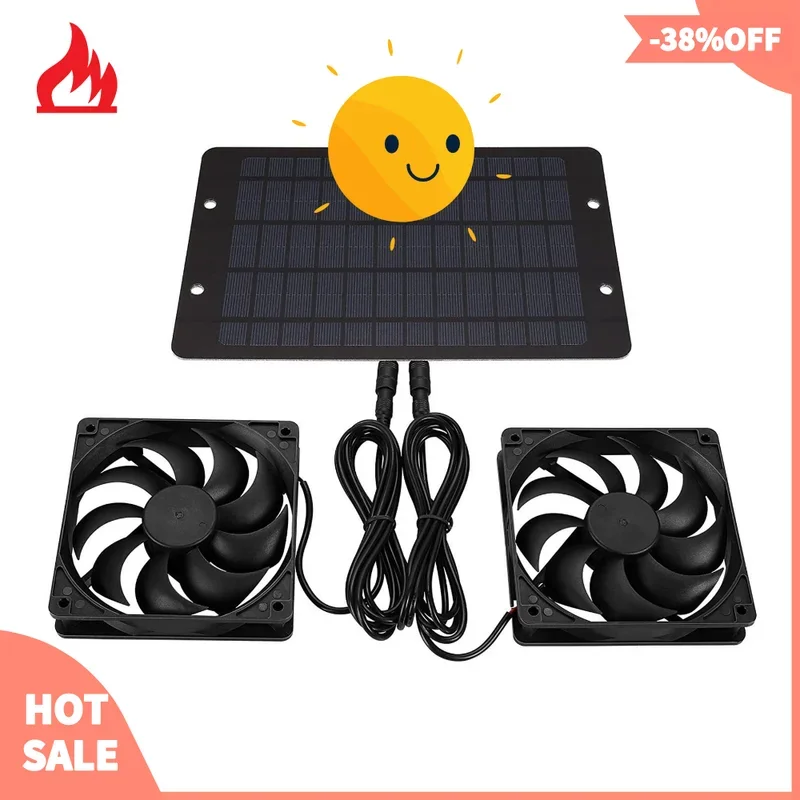 

12V Solar Exhaust Fan 6 Inch Mini Fan Solar Panel Powered Fan Air Extractor for Dog Chicken House RV Greenhouse Fan