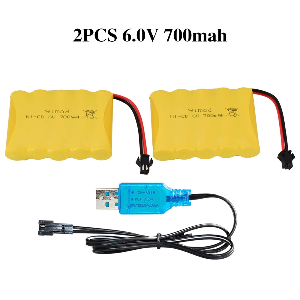 

9IMOD 2pcs 6.0V 700mAh Ni-Cd AA Battery Pack Rechargeable For Remote Control Electric Car Toys SM-2P Plug Nicd 6.0V Volt Battery