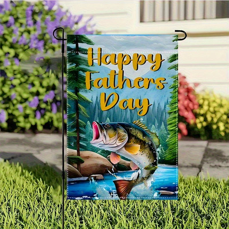Happy Father's Day Garden Flag Lake Fish Theme