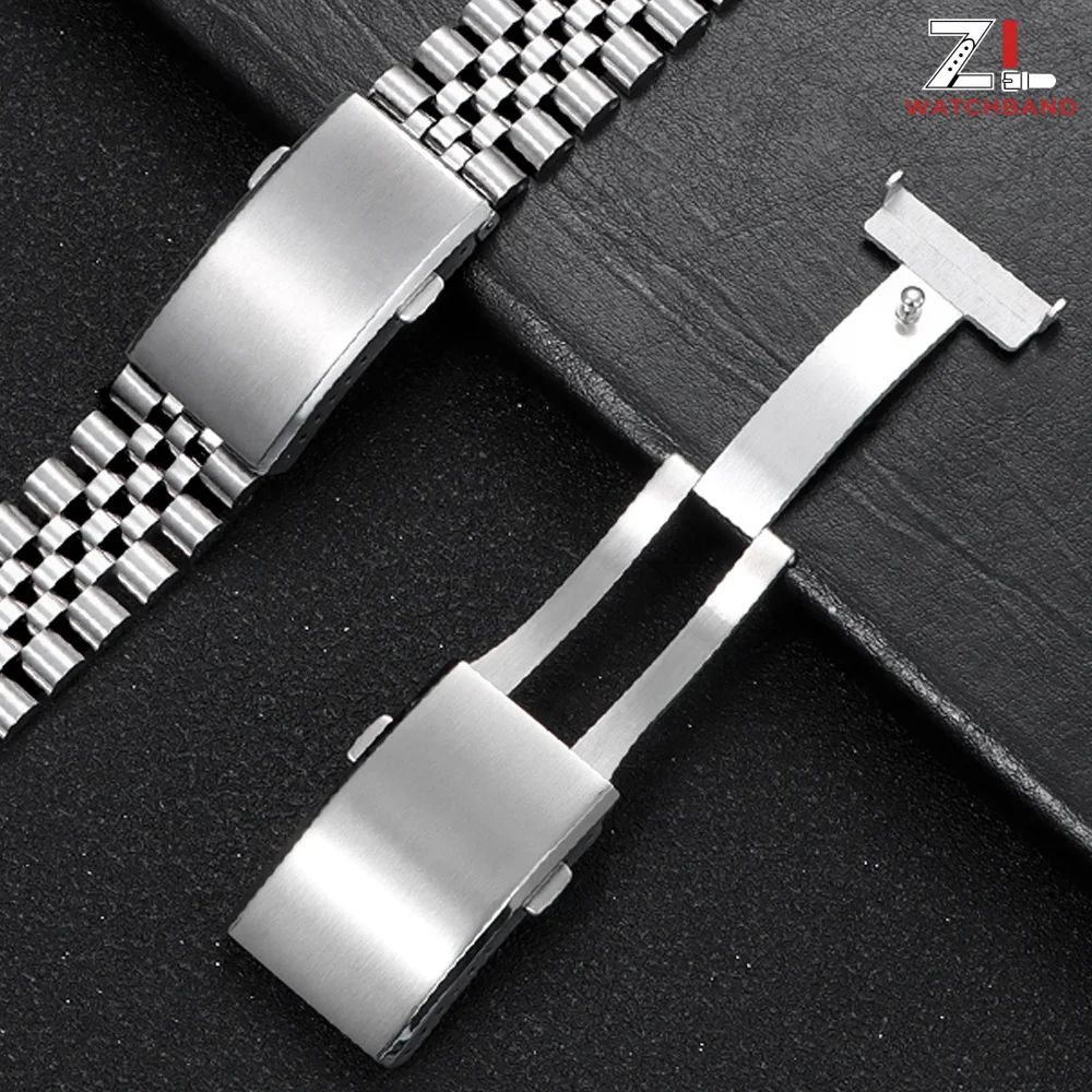 Stainless Steel Extended Fold Solid Watch Buckle for Seiko Double Push Safety Milled Clasp 18mm 20mm 22mm Silver Watchband Clasp image 3