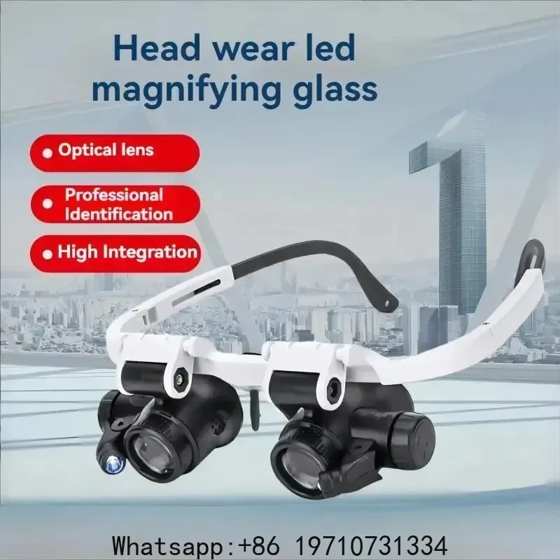 Head Magnifier Clock Repair Engraving Glasses Antique Jewelry Identification 3 Group Magnification Led Lights Repair Tools