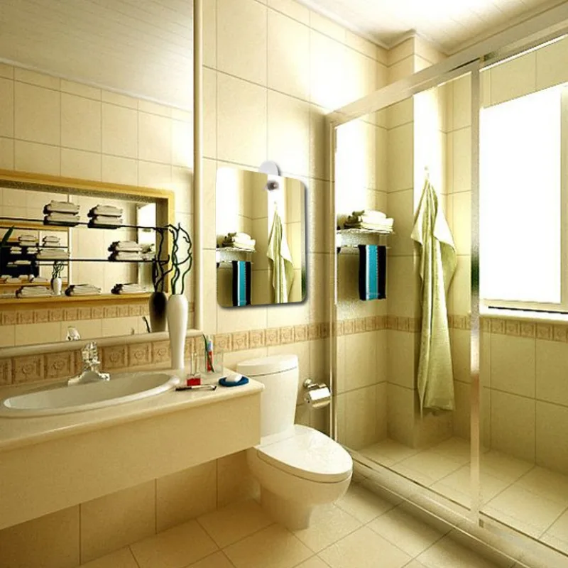 مرآة مكياج أكريليك للحمام، مرآة حلاقة للرجال، مرآة لاصقة خالية من الفتحات قابلة للتركيب على الحائط